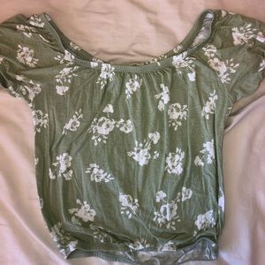 Green floral off the shoulder top